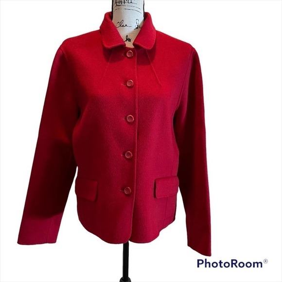 Pendleton Blazer Jacket Size Large Ruby RED Wool Preppy Workwear Business - Picture 1 of 10